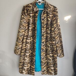 Guess Tiger Print Coat with Blue Lining